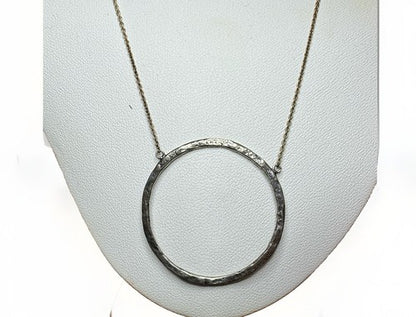 SILPADA N3087 Sterling Silver DUOMO CHAIN NECKLACE Open Circle Hammered Pendant