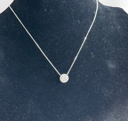 Nordstrom Silver Halo Pendant Cubic Zirconia Necklace NWT