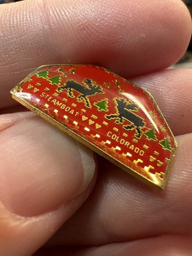 STEAMBOAT - Ski Sweater Christmas Pin Badge Skiing - - Colorado CO Mountains MTN