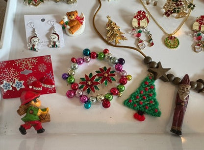 Lot Vintage To Now Christmas Pins Brooch Earrings Lot Some Signed 53pcs.