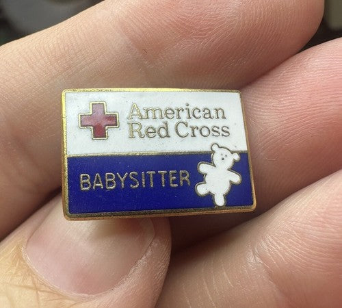 Vintage American Red Cross Babysitter Lapel Pin 24k Gold Plate