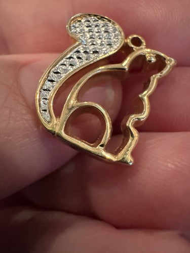 Vintage Lapel Hat Tie Pin Openwork Squirrel Signed Avon Gold & Silvertone