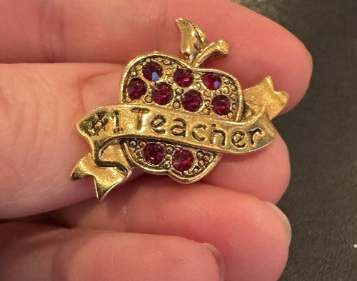 Avon #1 Teacher Apple Gold Toned Lapel Pin - Very Nice!