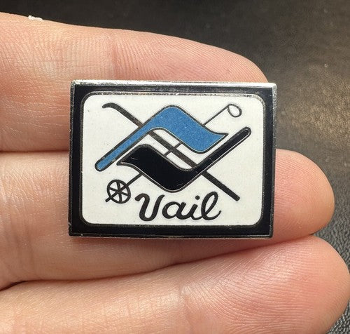 Vail Ski Resort Colorado Vintage Ski Pin Crossed Ski Pole Ski Cursive Vail RARE