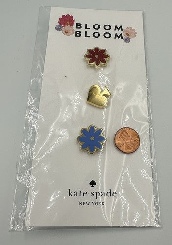 Kate Spade New York Bloom Bloom Flower Pin Backs New On Card
