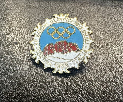 1956 Cortina Olympic Badge Pin - VII Giochi Olimpici Invernali Italia Italy