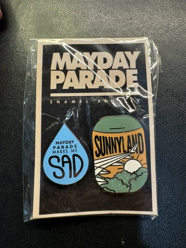 MAYDAY PARADE Makes Me Sad, Sunnyland 2 Piece Enamel Pins - Excellent!