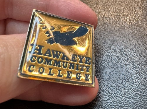 Vintage Hawkeye Community College Pin Pinback Tie Tack  Enamel
