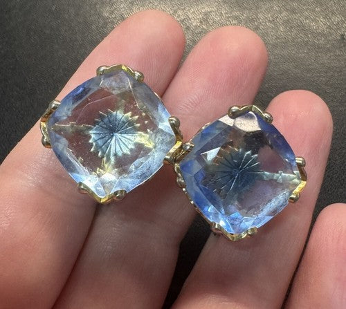 Gorgeous Emmons Blue Ice Starburst Clip-on Earrings