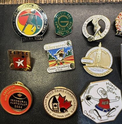Vintage LAWN BOWLING CROSS CANADA LAPEL PINS BADGES SELECTION LOT Of 24