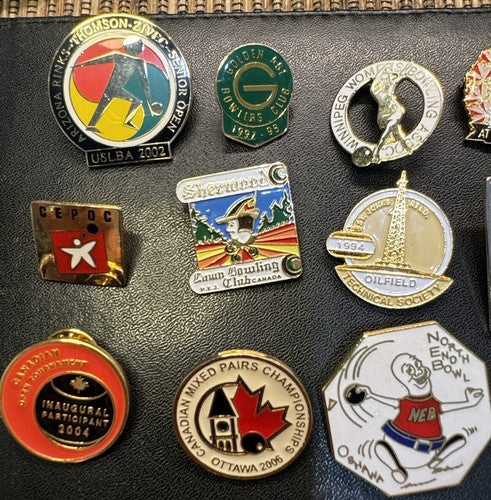 Vintage LAWN BOWLING CROSS CANADA LAPEL PINS BADGES SELECTION LOT Of 24