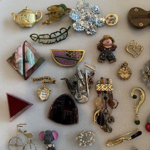 54 Piece Vintage/Modern Colorful Mixed Style Brooch/Pin Lot - Castlecliff, AJC