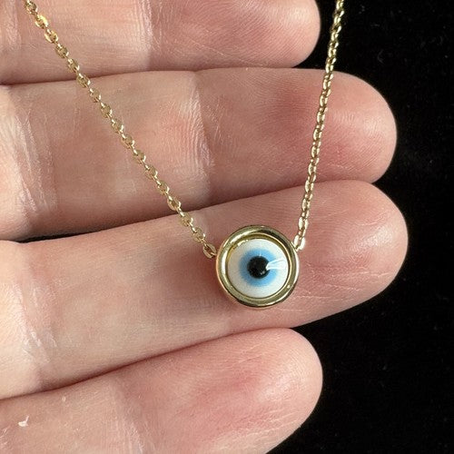 Baublebar Evil Eye Pendant Necklace Gold Tone Bauble Bar 17” Extender NWOT $38