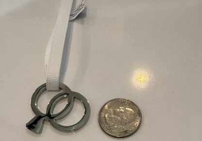 Crate & Barrel Silver Diamond Wedding Rings First Married Christmas Ornament