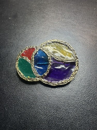 Vintage CORO Venetian Glow Brooch Pin Stained Glass 1963