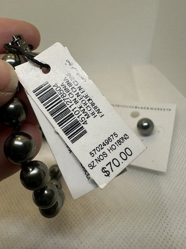 White House Silvery Black Market Black Pearl 56” Necklace & Earring Set NWT