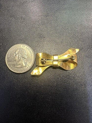 Women Of The Moose Gold Enamel Bow Shaped Brooch Pin Moose International