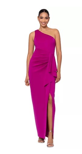 XSCAPE One-Shoulder Fit and Flare Gown Dress with Stretch in Orchid SIZE 4 $248