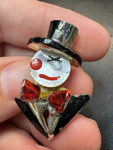 Pair of Vintage Mother of Pearl Face Clown Scatter Pins