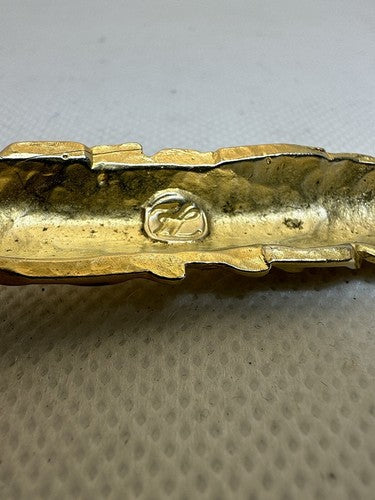 Big VTG 90s Karl Lagerfeld Gold Wheat Bar Brooch Pin 4.75” Runway Couture