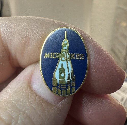 Vintage Milwaukee City Hall Wisconsin Enamel Tie Tack Lapel Pin