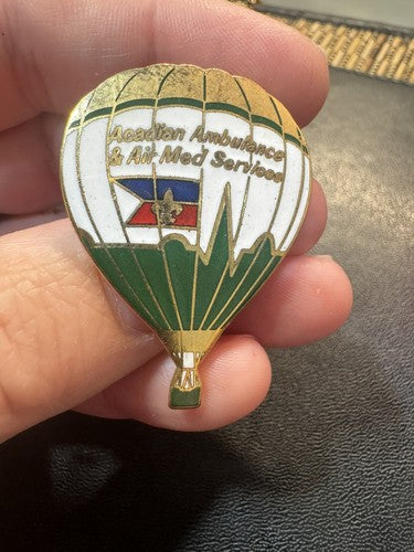 Vintage Acadian Ambulance & Air Med Services Hot Air Balloon Lapel Pin RARE