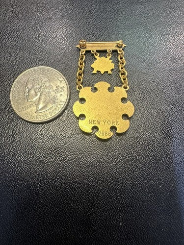 Vintage Gold Filled Odd Fellows Daughters Of Rebekah Enamel Pin, New York 25 yr