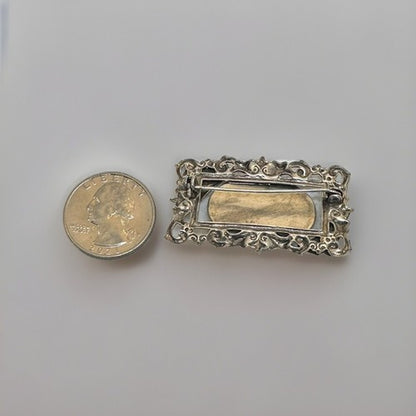 VINTAGE MAMA HORSE WITH FOAL CAMEO BROOCH BLUE WHITE SILVERTONE COWBOY BOOT HAT