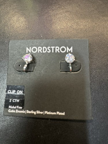 Nordstrom 2ct tw Cubic Zirconia Clip-on Earrings in Platinum 7679896