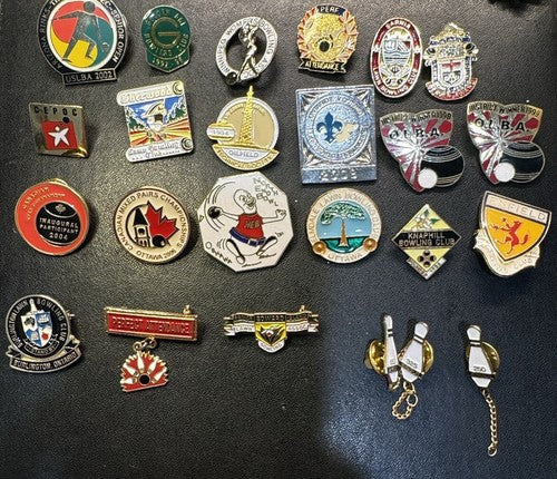 Vintage LAWN BOWLING CROSS CANADA LAPEL PINS BADGES SELECTION LOT Of 24