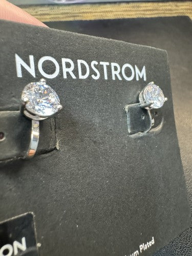 Nordstrom 2ct tw Cubic Zirconia Clip-on Earrings in Platinum 7679896