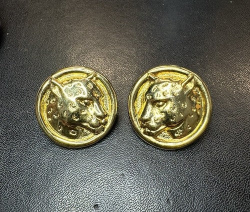 Vintage AVON 1989 Safari Leopard Goldtone Round 1” Pierced Earrings