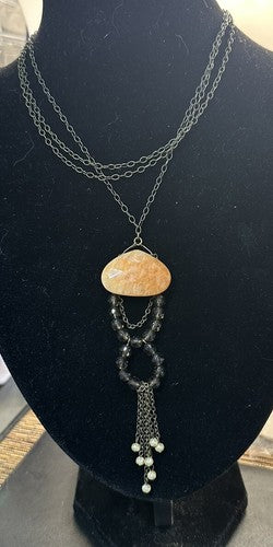David Aubrey Signed Necklace Crystal Stone Layered Chain EUC