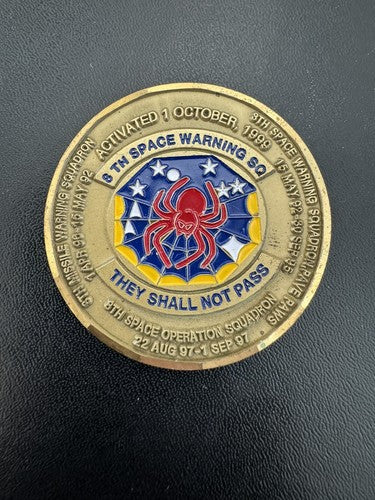 USAF 8TH SPACE WARNING SQUADRON CHALLENGE COIN SPIDER - THEY SHALL NOT PASS