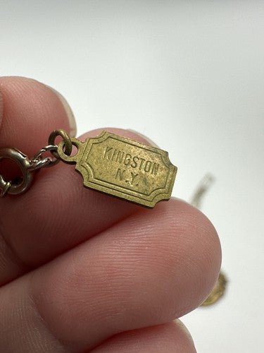 Signed Piddily Links Vintage Necklace Pendant Crescent Moon Glass 1980s RARE