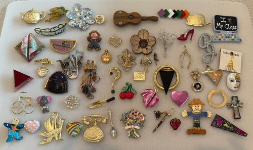 54 Piece Vintage/Modern Colorful Mixed Style Brooch/Pin Lot - Castlecliff, AJC