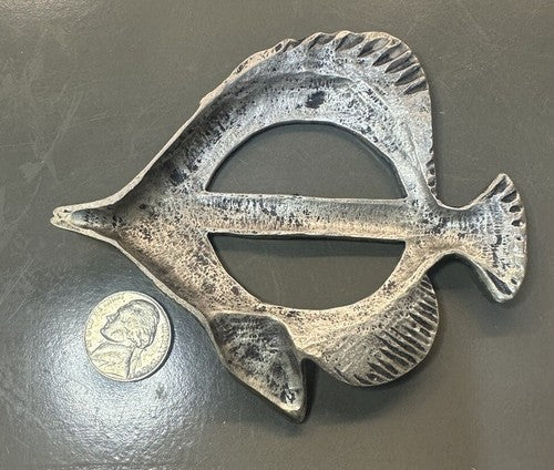 Unique Vintage Pewter Fish Figural Scarf Sash Slide Estate Belt