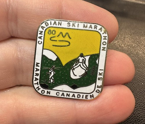 1980 Canadian Ski Marathon SKI HAT LAPEL PIN Canadien De Ski￼