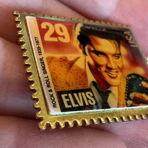 Vintage Elvis Presley 1992 Postage Stamp Lapel Pin Souvenir Gift Postal Service