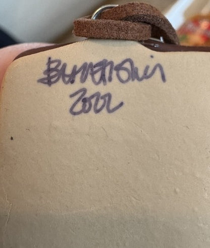 Handmade Clay Cowboy Boot CHRISTMAS ORNAMENT SUNFLOWER STATE Kansas SIGNED