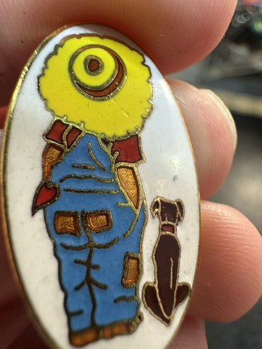 RARE Vintage 1970's Robby Hobbie and Dog Holly Hobbie Lapel Pin Enamel Cloisonne
