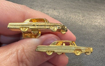 Vintage 60s Gold Tone Chevrolet Ford Car Cufflinks Chevy