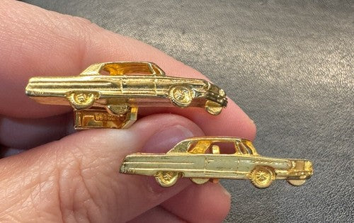 Vintage 60s Gold Tone Chevrolet Ford Car Cufflinks Chevy