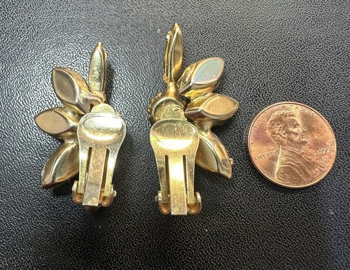Vintage Aurora Borealis Flower Climber Rhinestone Earrings - Stunning!