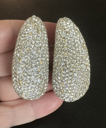 Lele Sadoughi Pave Dome Studded Clip On Earrings