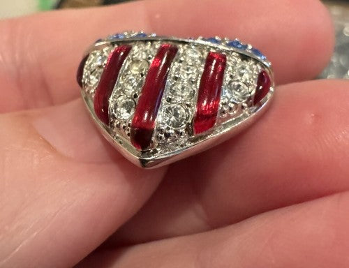 Swarovski Brave Heart American Flag  9/11 Patriotic Commemorative Tack Pin NWT