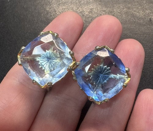 Gorgeous Emmons Blue Ice Starburst Clip-on Earrings