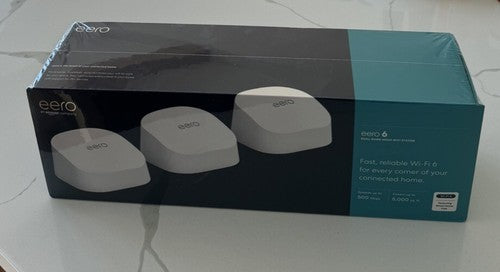 eero 6 Dual-Band Mesh Wi-Fi 6 System, 3-pack, White - Factory Sealed - NEW!