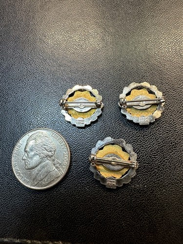 Vintage VFW Ladies Auxiliary 25 30 35-Yr Lapel Pin Lot 10K GF Sterling Silver