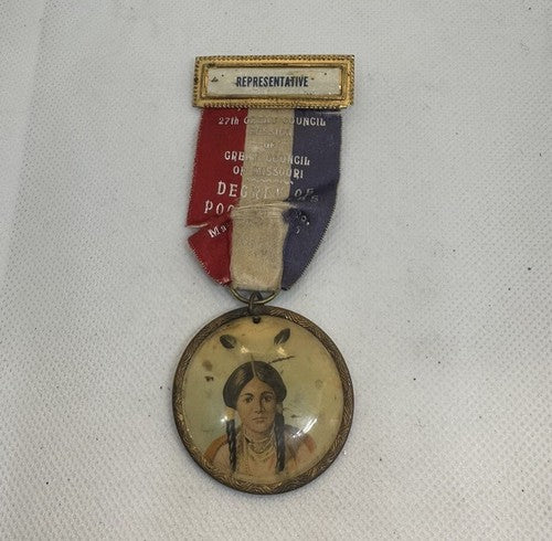 GREAT COUNCIL DEGREE of POCAHONTAS MISSOURI IMPROVED ORDER OF RED MEN RIBBON PIN